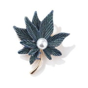 HETICA Double Layer Maple Leaf Pearl Brooch Vintage Pearl Brooch Lady Oil Drip Alloy Corsage Elegant Bezel Flower Pearl Brooch Banquet Wedding Exquisite Jewelry Gift Suitable for Female Friends